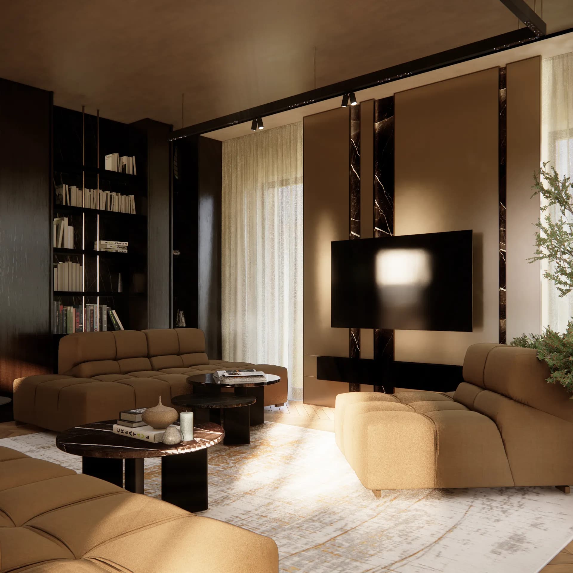 dom-w-lesie - Salon+kuchnia+jadalnia