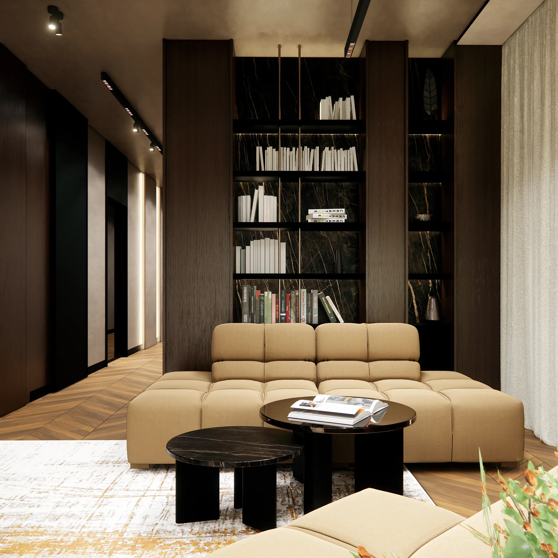 dom-w-lesie - Salon+kuchnia+jadalnia