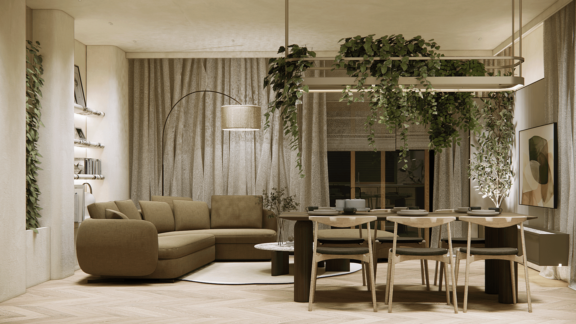 organiczny-minimalizm - Salon+jadalnia