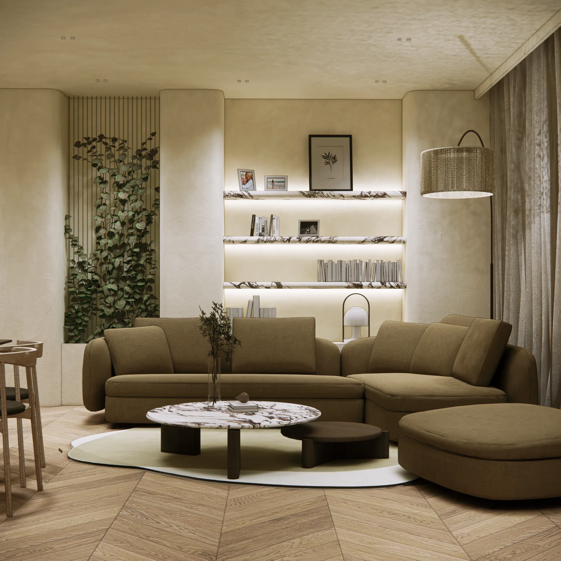 organiczny-minimalizm - Salon+jadalnia